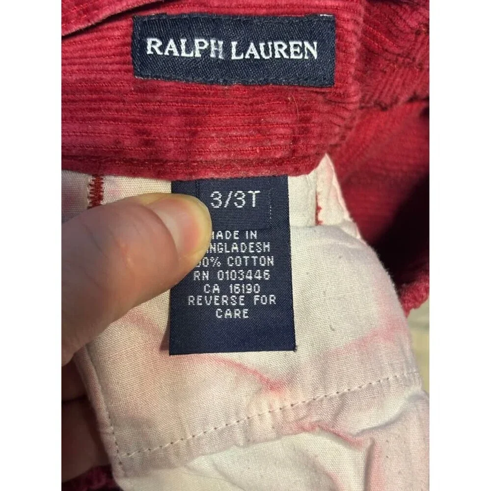 Ralph Lauren girls 3/3T dark pink flare corduroy cotton pants